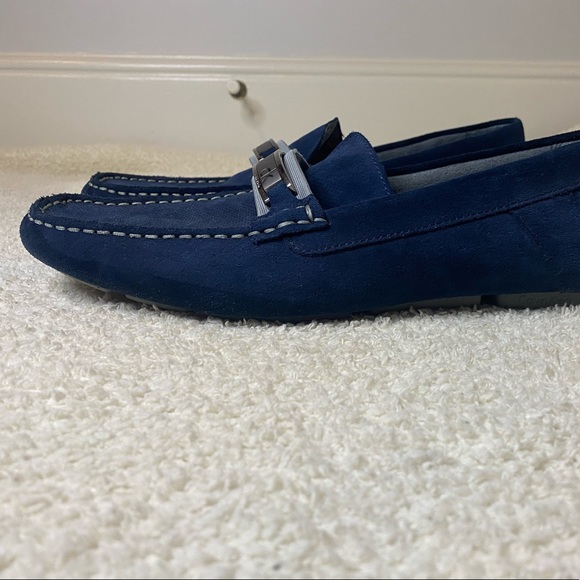 Calvin Klein Blue Marcell Perforated Suede Drivers - Picture 2 of 4